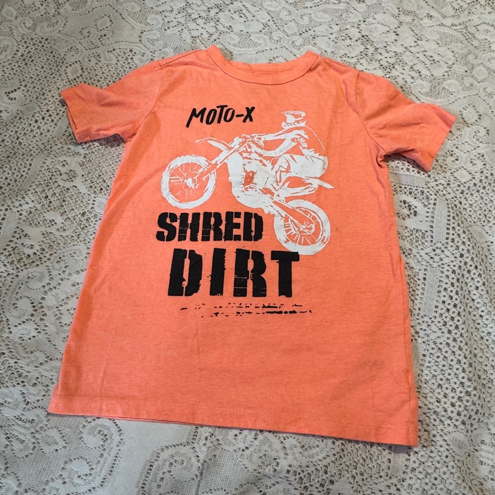 OshKosh Originals Kids Orange Moto X Shred Dirt Graphic T Shirt Size 10 12